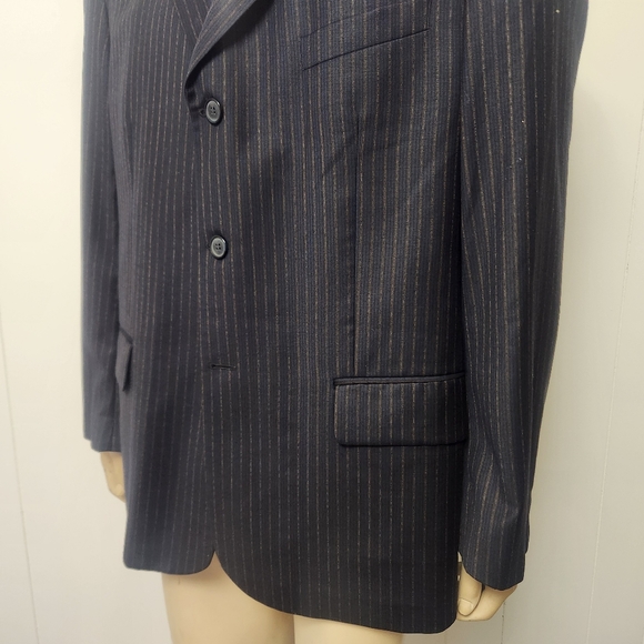 YSL sport coat 44L navy pinstripe - Picture 5 of 10